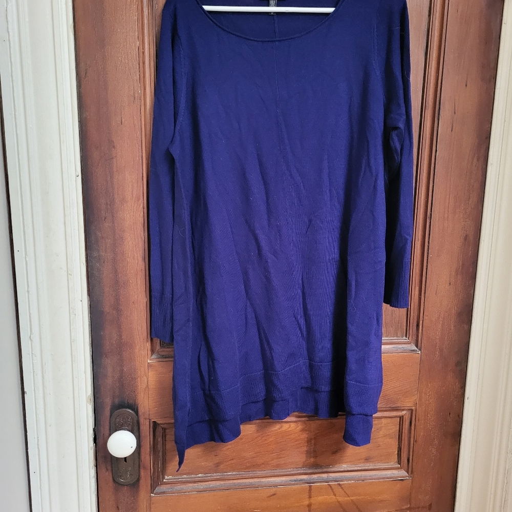 Eileen Fisher 100% Merino Wool Sweater Dress 1x or 16 Royal Blue NEW